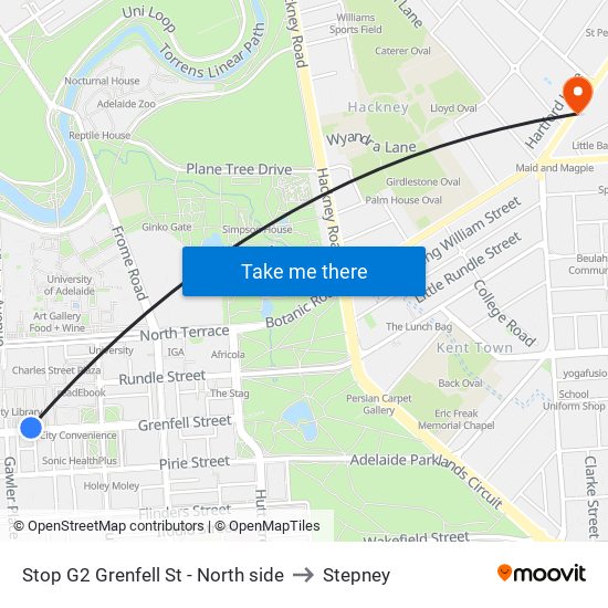 Stop G2 Grenfell St - North side to Stepney map