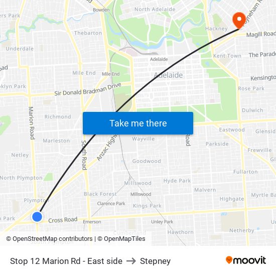 Stop 12 Marion Rd - East side to Stepney map