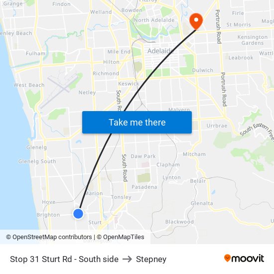 Stop 31 Sturt Rd - South side to Stepney map