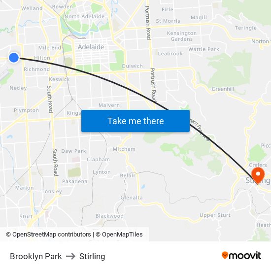 Brooklyn Park to Stirling map