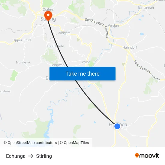 Echunga to Stirling map