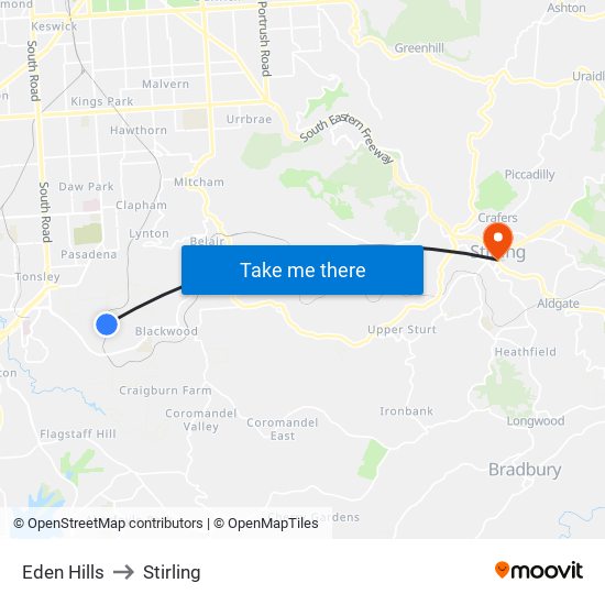 Eden Hills to Stirling map