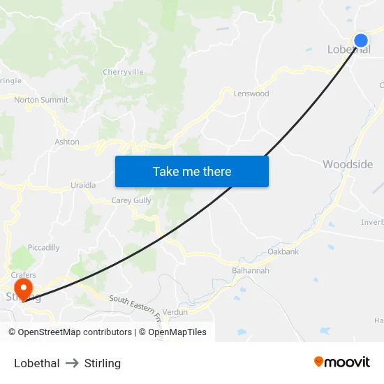 Lobethal to Stirling map