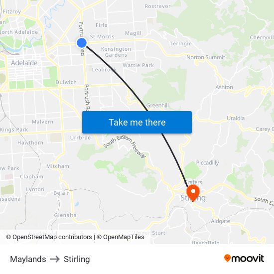 Maylands to Stirling map