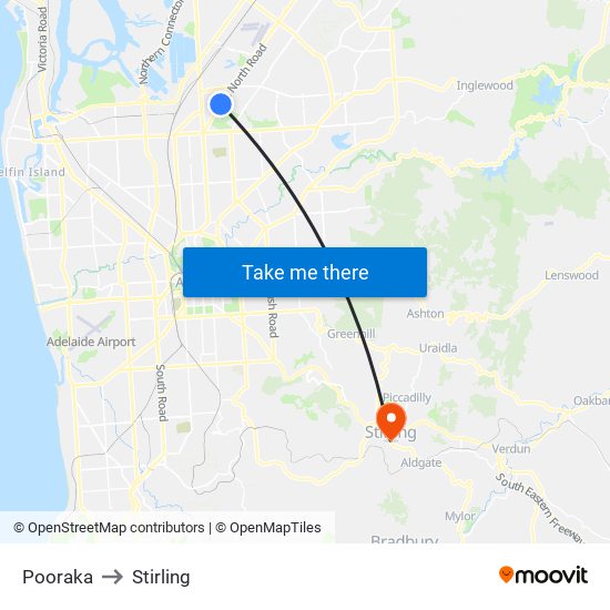 Pooraka to Stirling map