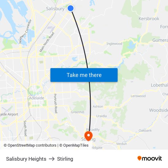 Salisbury Heights to Stirling map