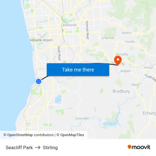 Seacliff Park to Stirling map