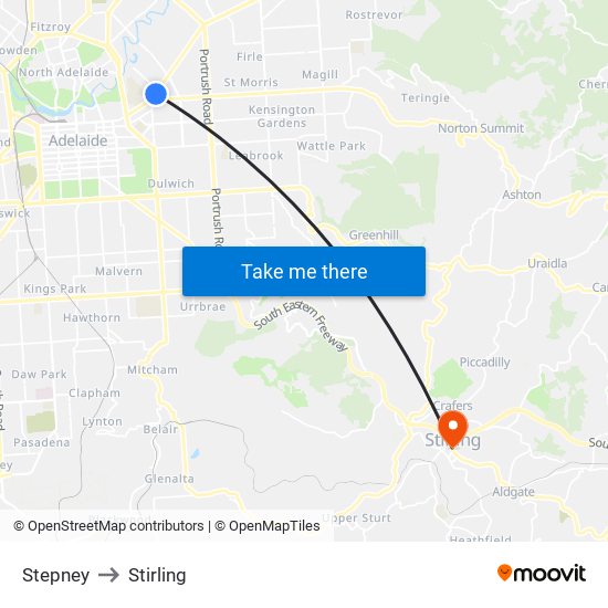 Stepney to Stirling map