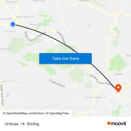 Urrbrae to Stirling map