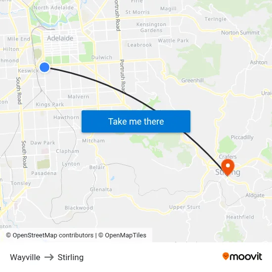 Wayville to Stirling map