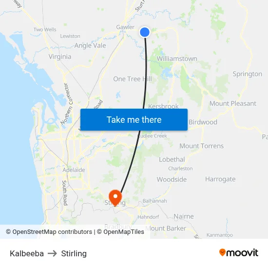 Kalbeeba to Stirling map