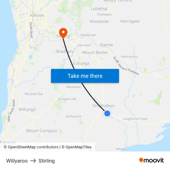 Willyaroo to Stirling map