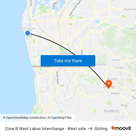 Zone B West Lakes Interchange - West side to Stirling map
