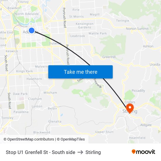 Stop U1 Grenfell St - South side to Stirling map