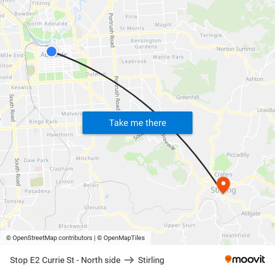 Stop E2 Currie St - North side to Stirling map