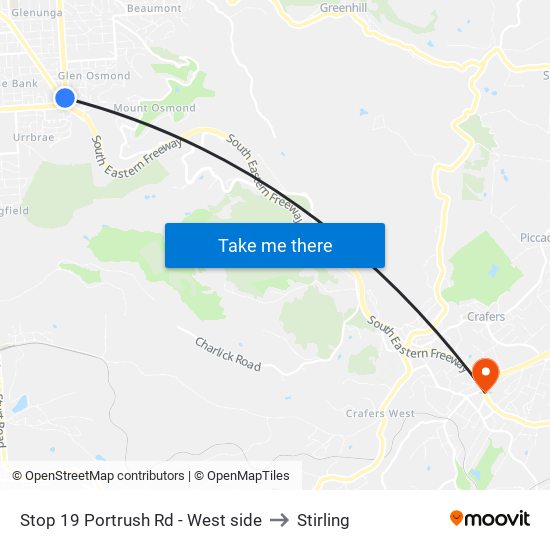 Stop 19 Portrush Rd - West side to Stirling map