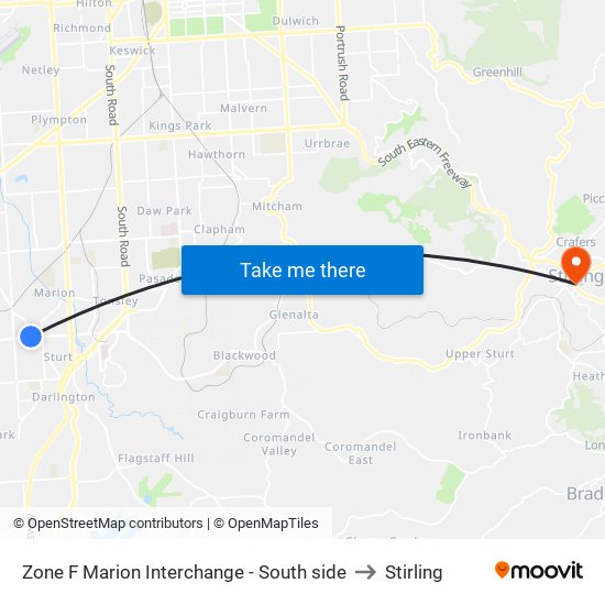 Zone F Marion Interchange - South side to Stirling map