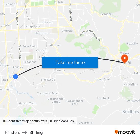 Flinders to Stirling map