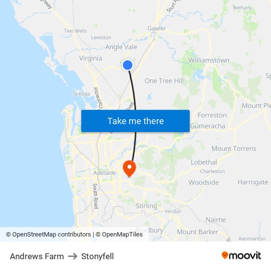 Andrews Farm to Stonyfell map