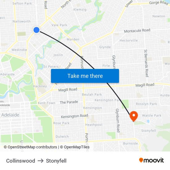 Collinswood to Stonyfell map
