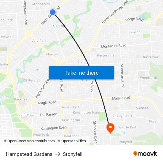 Hampstead Gardens to Stonyfell map