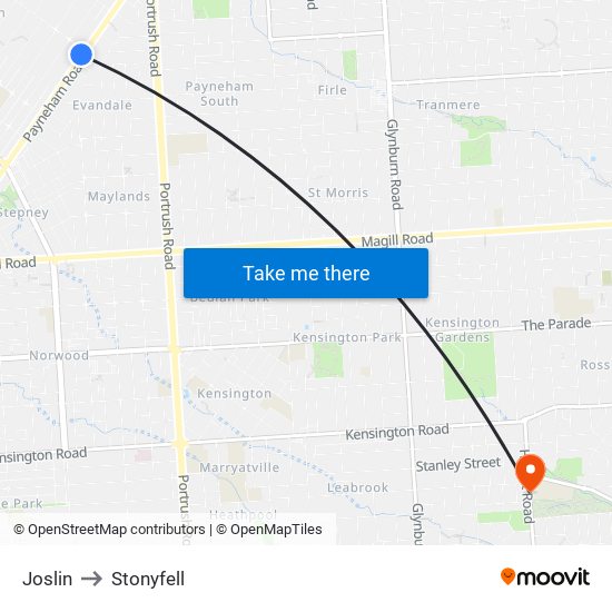 Joslin to Stonyfell map