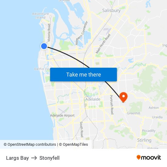 Largs Bay to Stonyfell map