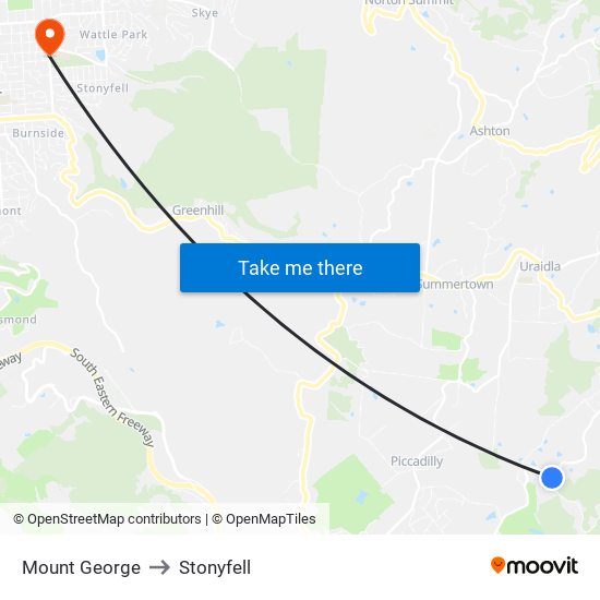 Mount George to Stonyfell map