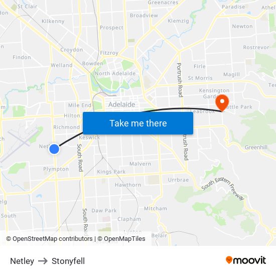 Netley to Stonyfell map