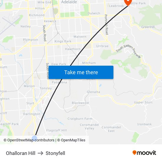 Ohalloran Hill to Stonyfell map