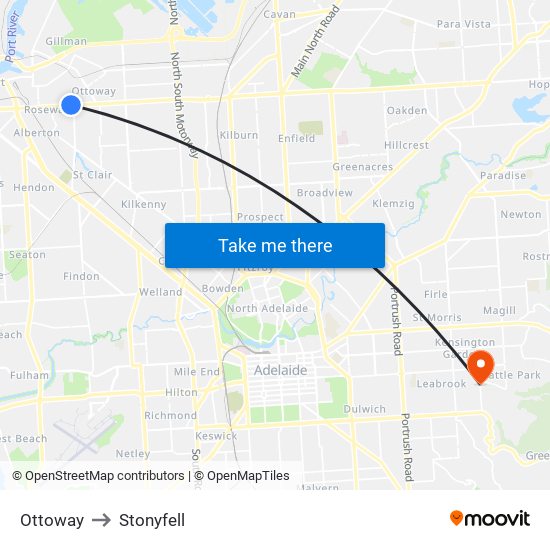 Ottoway to Stonyfell map