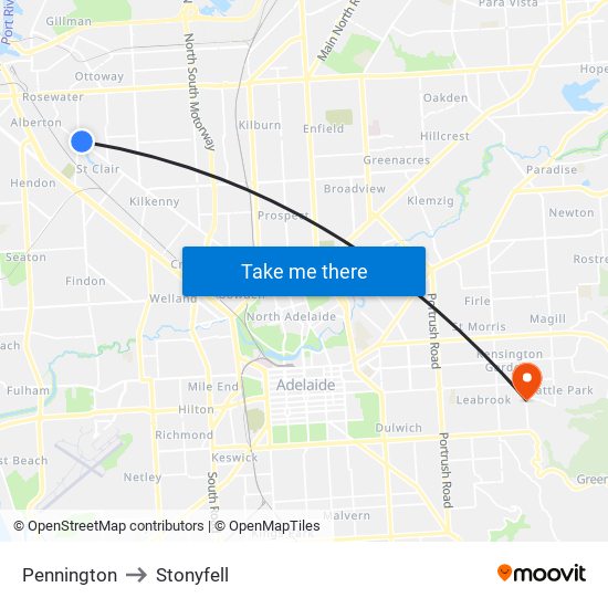 Pennington to Stonyfell map