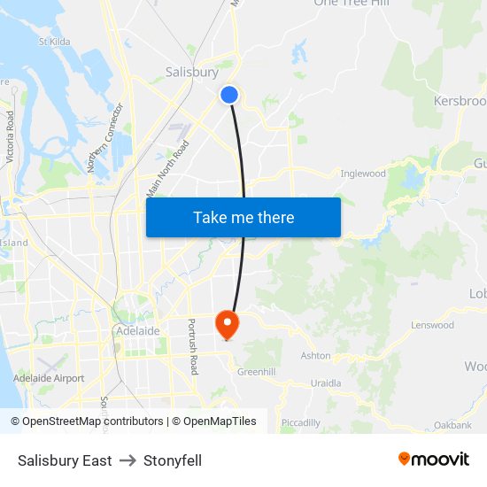 Salisbury East to Stonyfell map