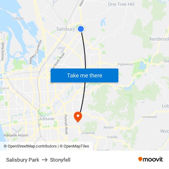 Salisbury Park to Stonyfell map