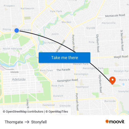 Thorngate to Stonyfell map