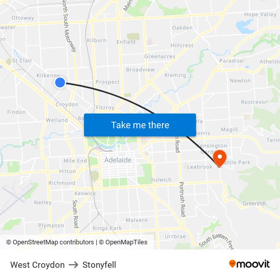 West Croydon to Stonyfell map