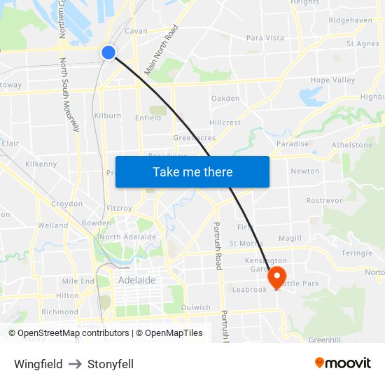 Wingfield to Stonyfell map