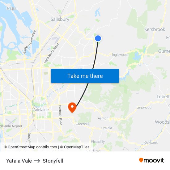 Yatala Vale to Stonyfell map
