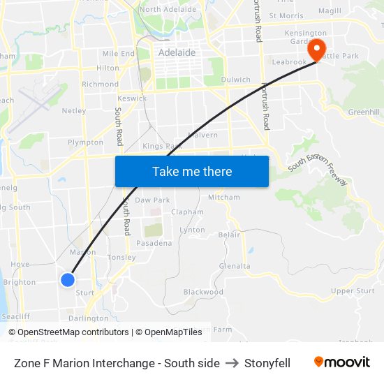 Zone F Marion Interchange - South side to Stonyfell map