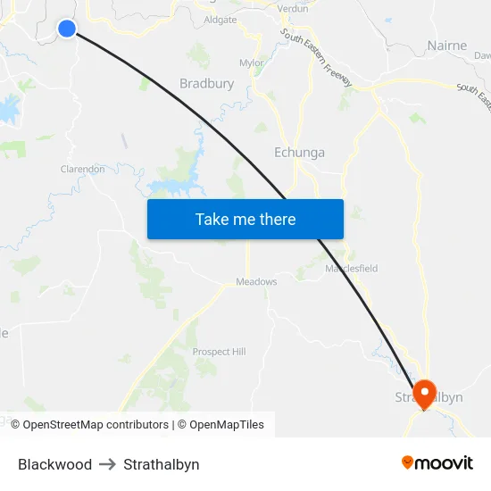 Blackwood to Strathalbyn map