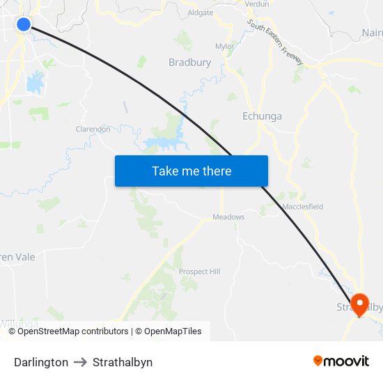 Darlington to Strathalbyn map