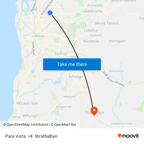 Para Vista to Strathalbyn map