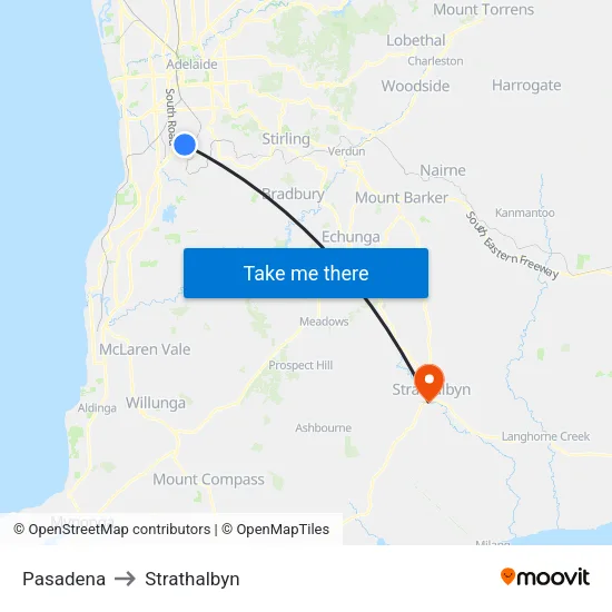 Pasadena to Strathalbyn map