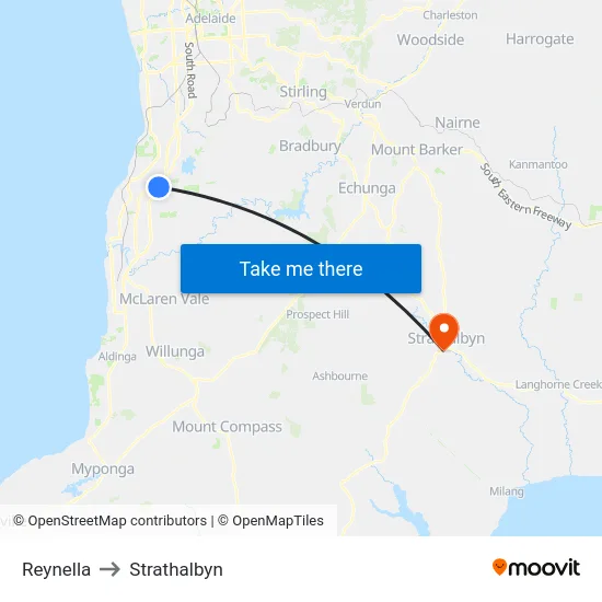 Reynella to Strathalbyn map