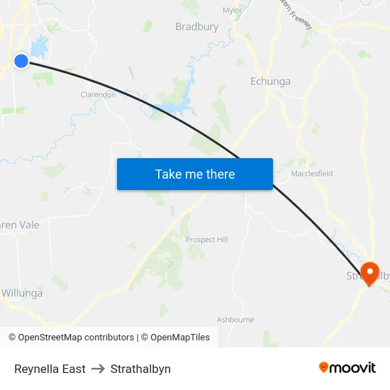 Reynella East to Strathalbyn map