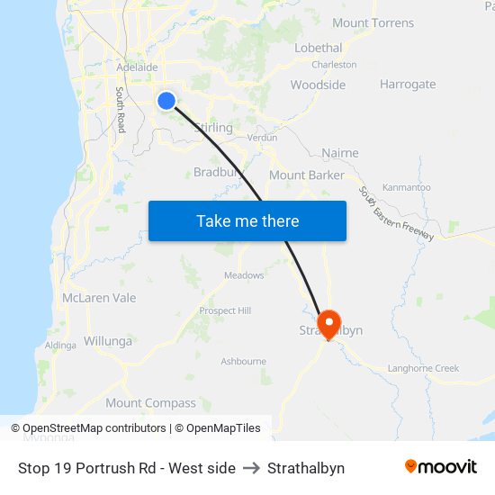 Stop 19 Portrush Rd - West side to Strathalbyn map