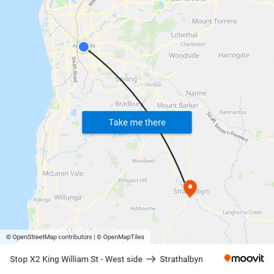 Stop X2 King William St - West side to Strathalbyn map