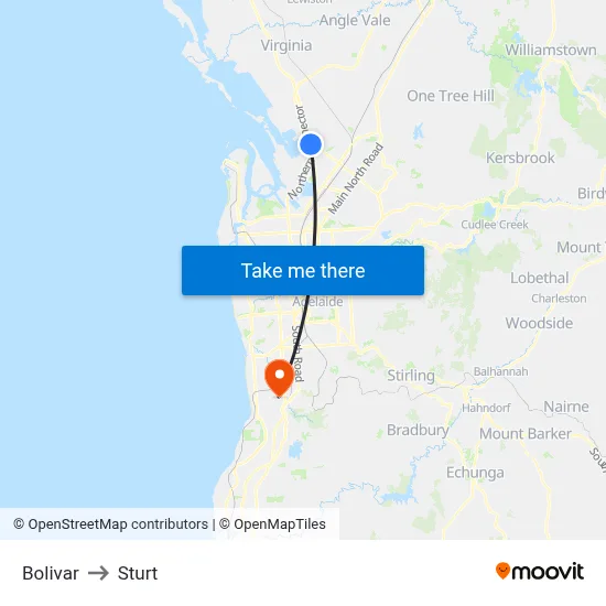 Bolivar to Sturt map