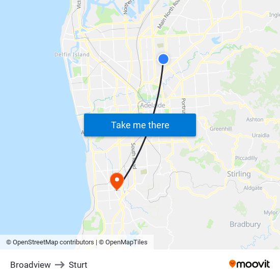 Broadview to Sturt map