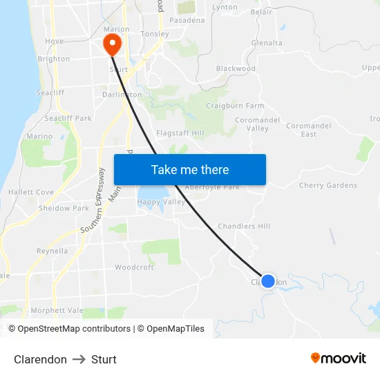 Clarendon to Sturt map